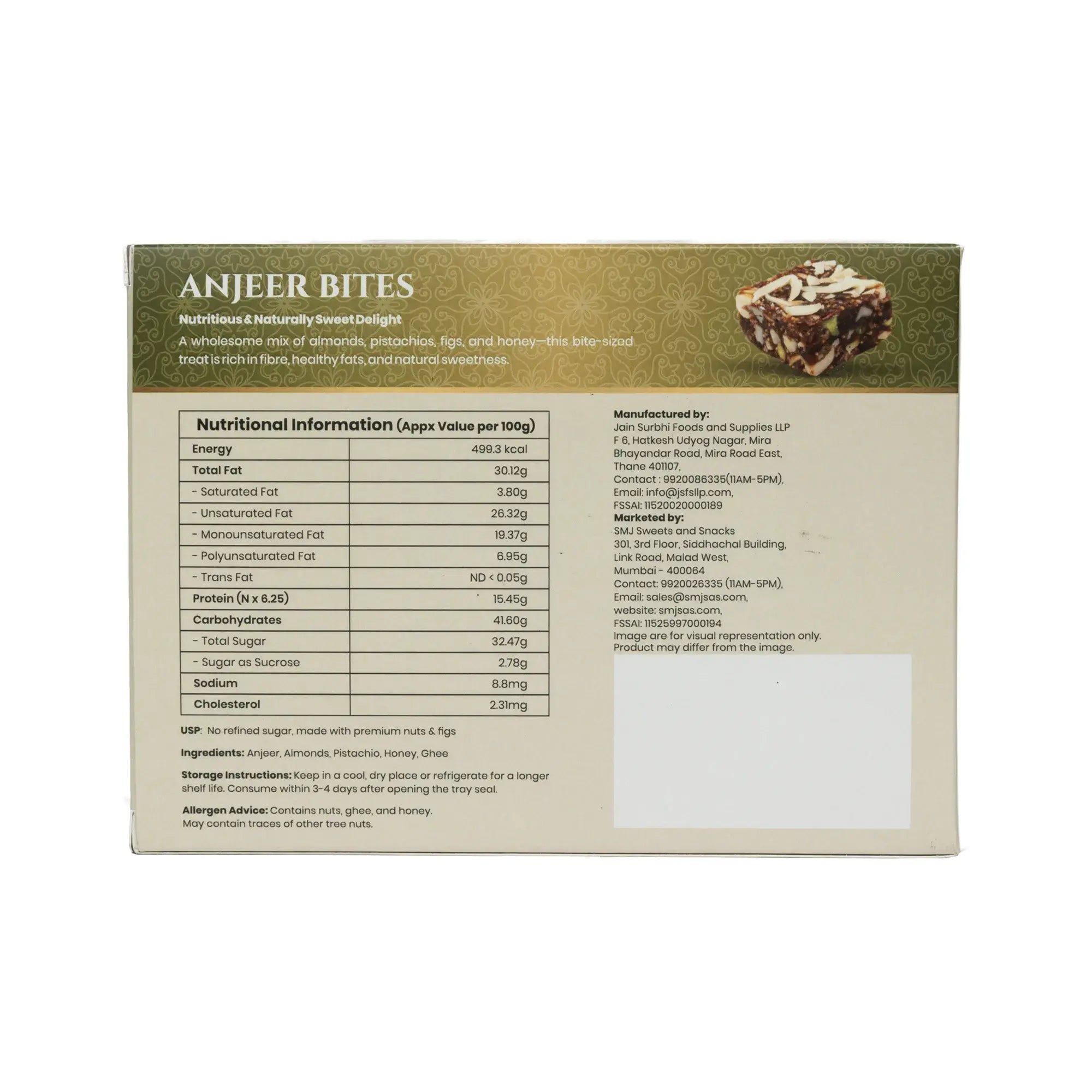 Anjeer Pak (Bites) – Healthy Indian Sweets | Made with Pure Figs & Nuts | No Added Sugar | Naturally Sweetened | Ideal for Festivals & Gifting